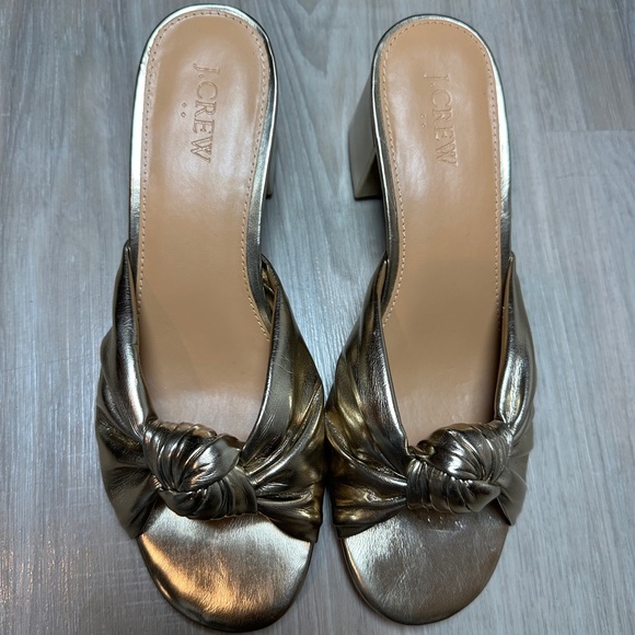 J. Crew Gold Mules with Knotted Detail - Picture 2 of 6